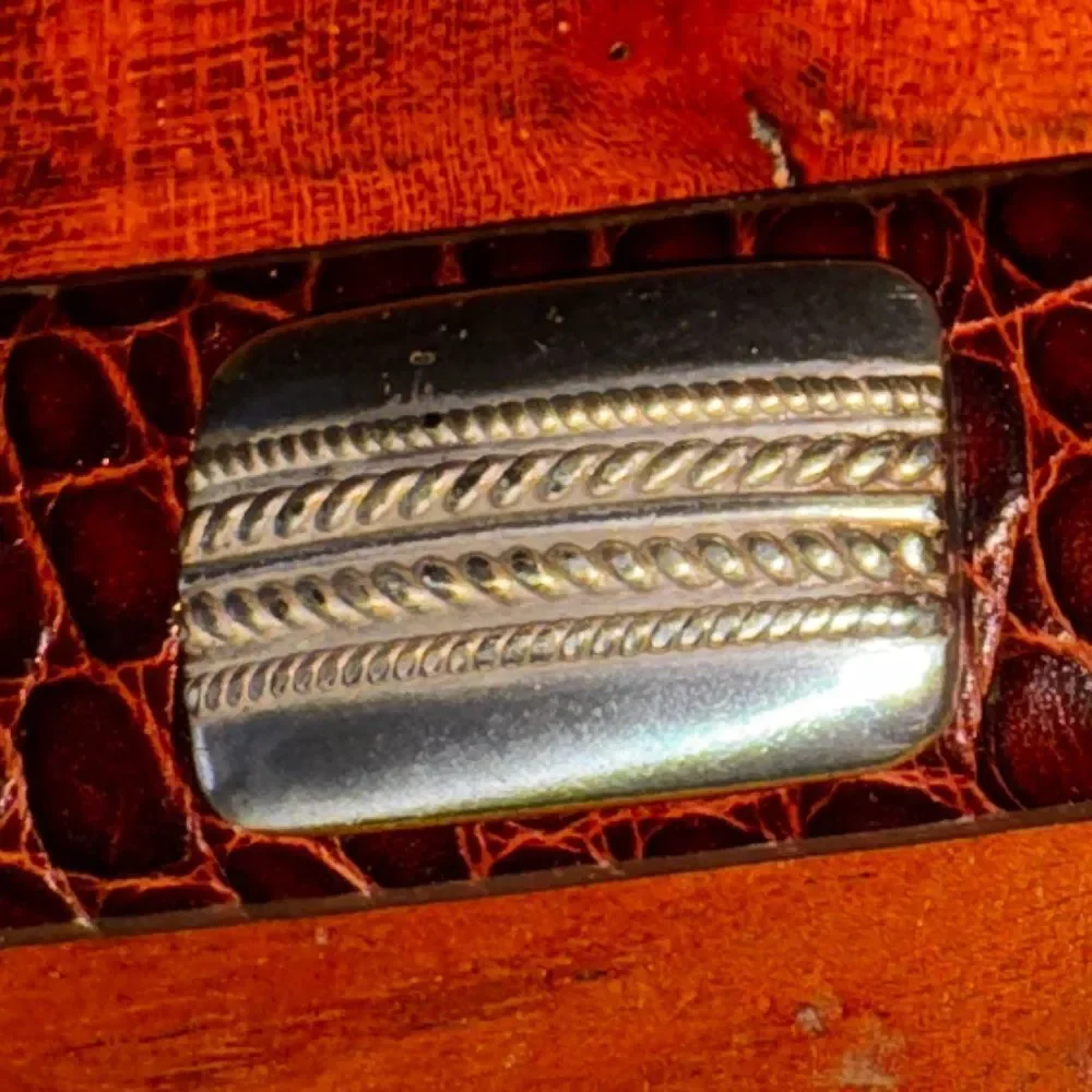 Brown Crocodile Embossed Belt with Silver Buckle
